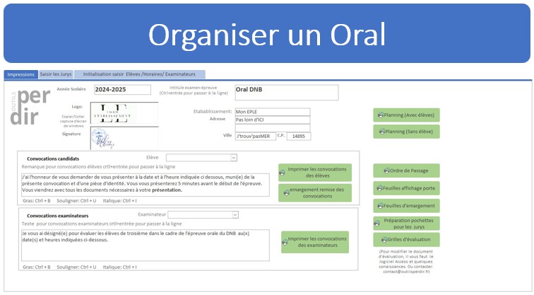 Outil: Organiser un Oral